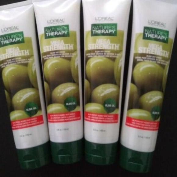 Loreal Accessories - Lot of 4 Bottles L'Oreal Natures Therapy Mega Strength Blow Dry Cream 5 …